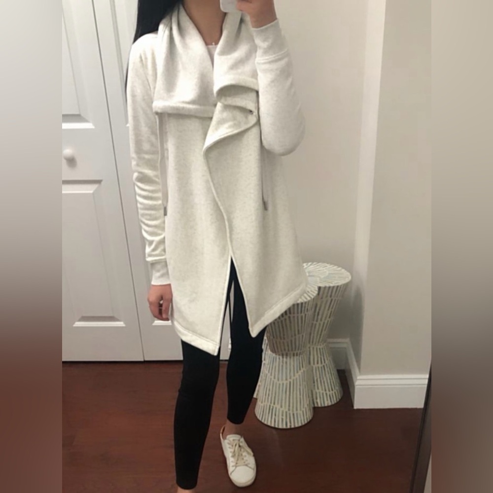 Zella White and Gray Open Front Cardigan